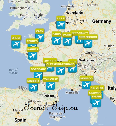 Рейсы из аэропорта Ниццы во Францию: