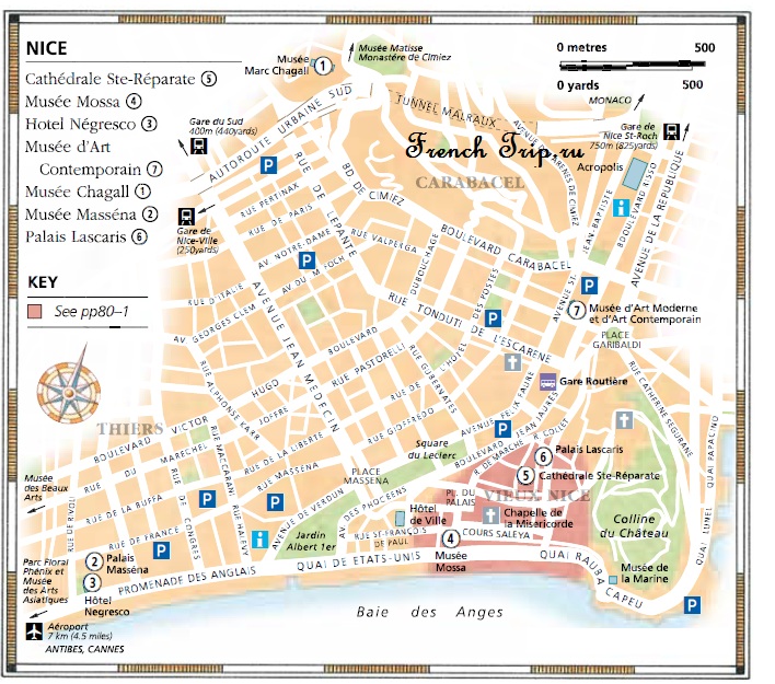 Карта Ниццы с достопримечательностями, достопримечательности Ниццы
