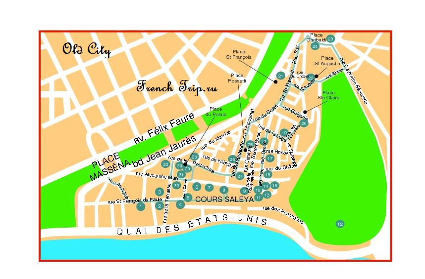Туристический маршрут по Ницце с картой, что посмотреть в Ницце. Достопримечательности Ниццы, путеводитель по городу. Ницца, Лазурный берег Франции.