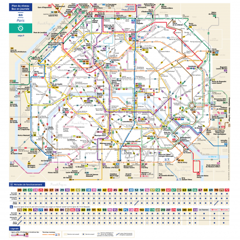 Карты транспорта Парижа - транспорт в Париже - схема маршрутов автобусов в Париже - маршруты автобусов по Парижу - автобусы в Париже