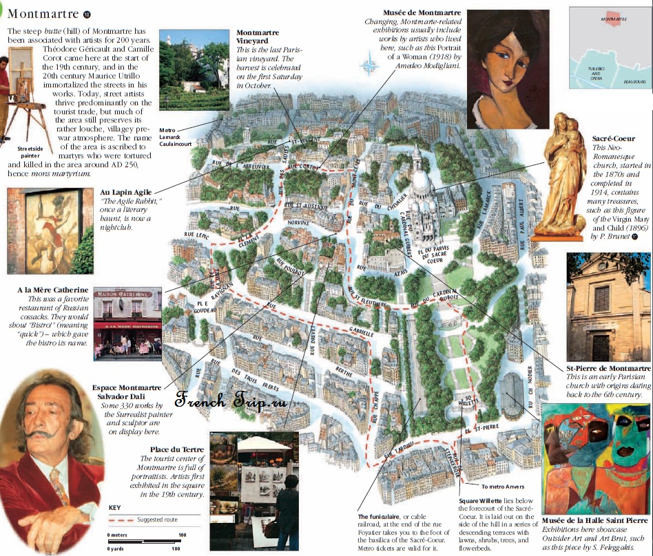 Туристический маршрут по Монмартру в Париже: карта, достопримечательности