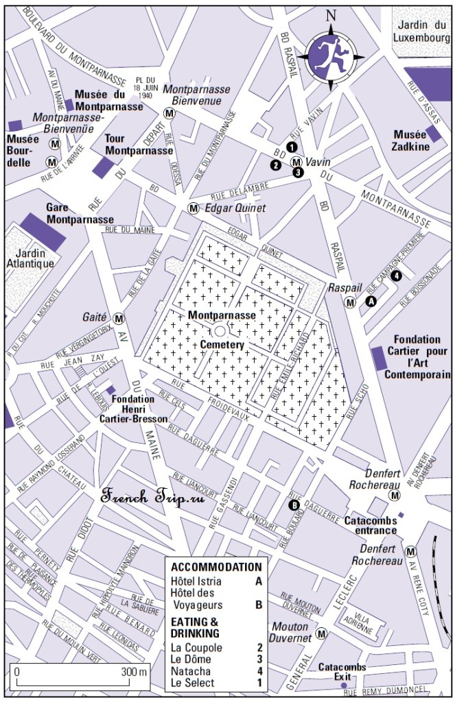 Карта Парижа с достопримечательностями: Монпарнас