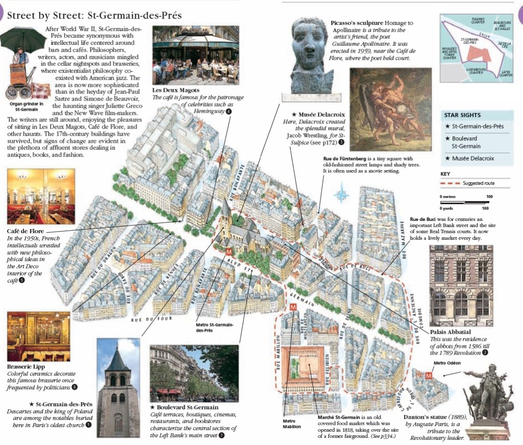 Туристический маршрут по кварталу Сен Жермэн в Париже: карта, достопримечательности