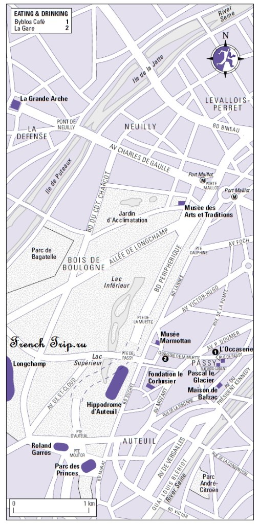 Карта запада Парижа с достопримечательностями от FrenchTrip.ru