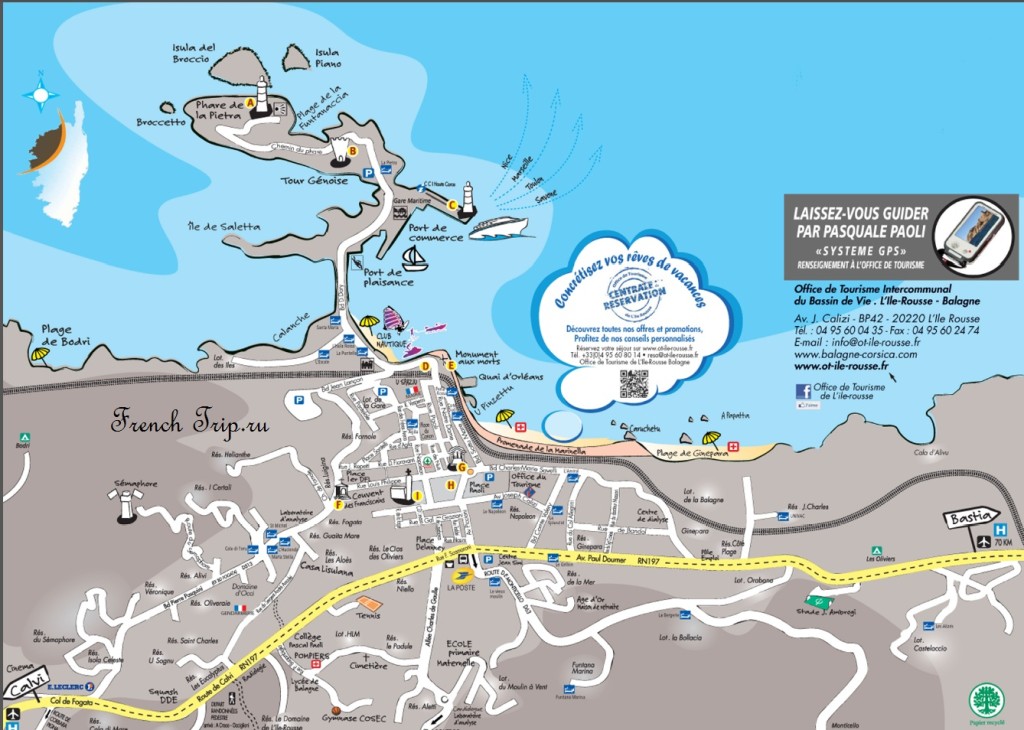 L'Île-Rousse карта города с отмеченными достопримечательностями