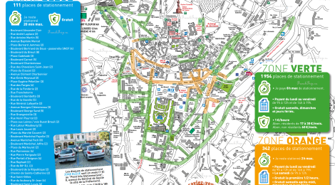 Парковки в Ле-Пюи-ен-Веле, на машине в Ле-Пюи-ен-Веле,, Le Puy-en-Velay parking map 2023
