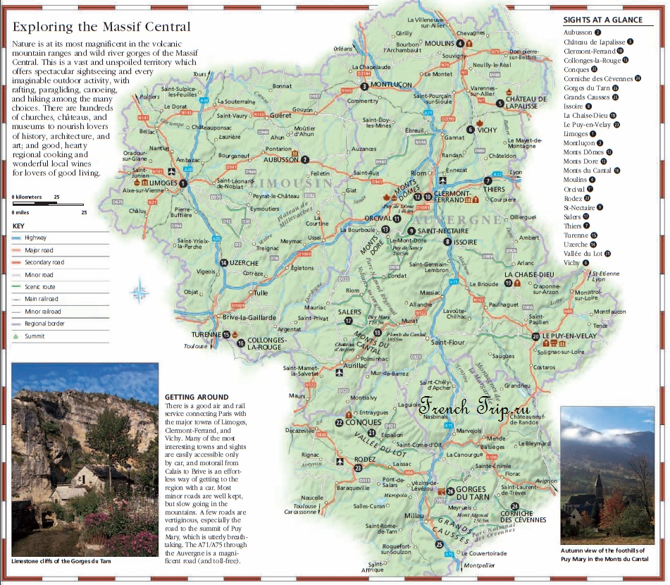 Auvergne (Регион Овернь) достопримечательности, города, парк вулканов, путеводитель