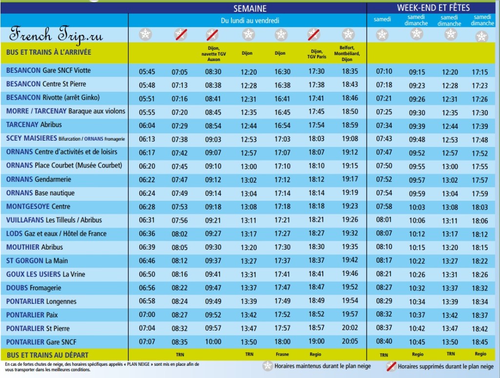Расписание автобусов в Lods: Из Безансона в Pontarlier
