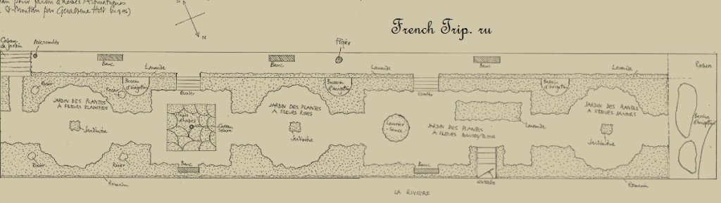План сада "du Curé" - Saint-Montan (Сен-Монтан), Рона-Альпы, достопримечательности, путеводитель