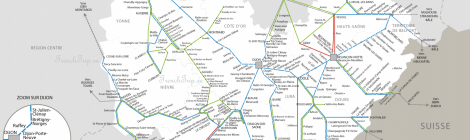 Региональные поезда по Франции - поезда по Бургундии, поезда по региону Франш-Конте, маршруты поездов на карте