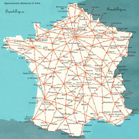 Distances map France