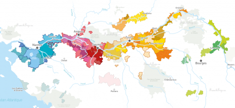 Виноградники долины Луары на карте, карта виноградников долины Луары