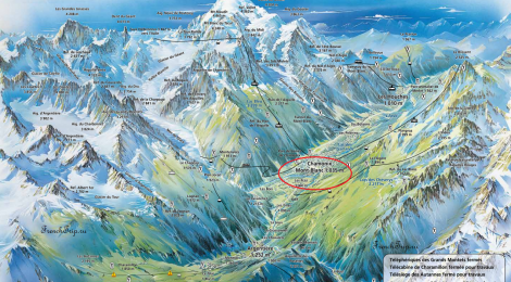 Карта подъемников в долине Шамони-Монблан, путеводитель по Шамони, подъемники Шамони на карте