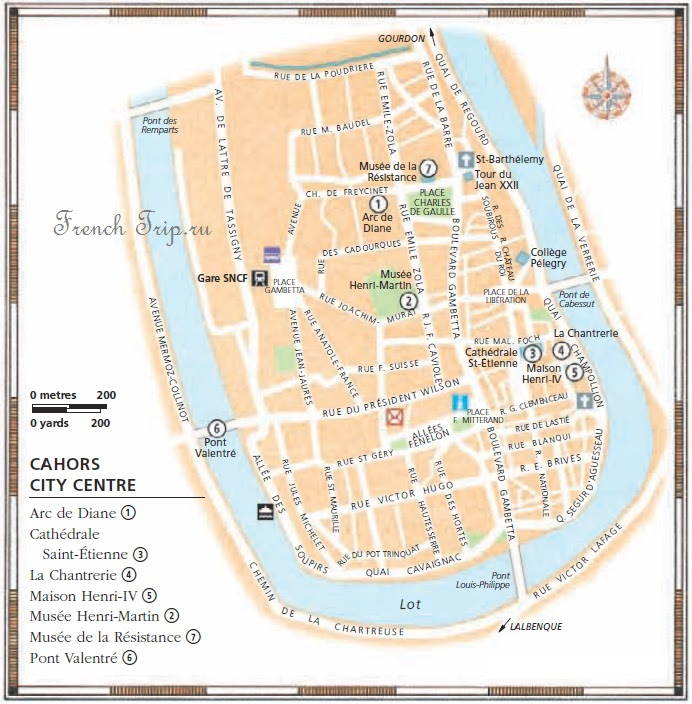 Туристическая карта города Каор