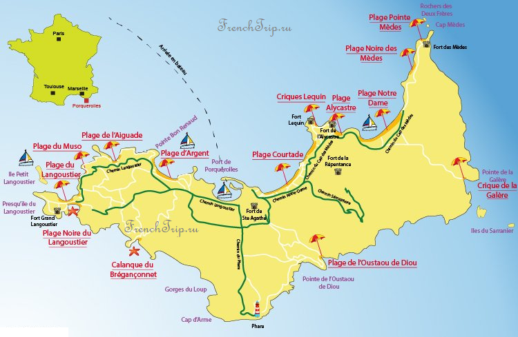 Карта острова Поркероль