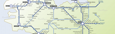 TER Bretagne Map - схема маршрутво поездов TER по Бретани