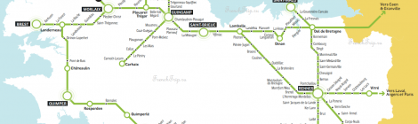 Схема маршрутов поездов по Бретани - транспорт Бретани, как добраться в Бретани, на поезде Бретань