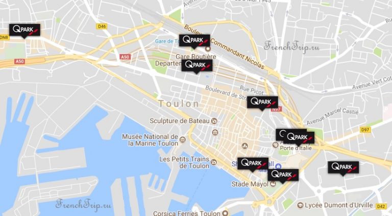 Парковки в Тулоне на карте города