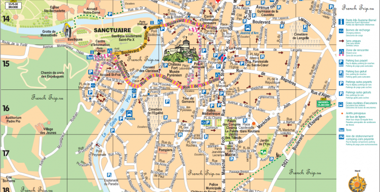Lourdes (Лурд) Midi Pyrenees-достопримечательности, путеводитель по городу, что посмотреть в Лурде, путеводитель по Франции. Как добраться в Лурд, фото Лурда, паломнически центр Лурд, санктуарий Лурда, святилище Лурда, карта Лурда