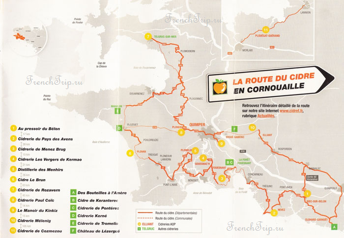 Route du Cidre en Cornouaille - map
