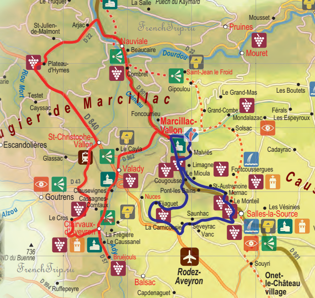 La route des vins de Marcillac map, Conques