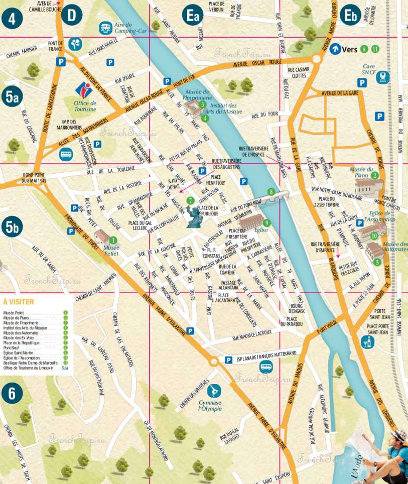 Туристическая карта Лиму - достопримечательности Лиму на карте - что посмотреть в Лиму - путеводитель по городу Лиму, Франция