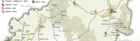 Схема автобусных маршрутов по департаменту Коррез, Лимузен, Новая Аквитания, Франция