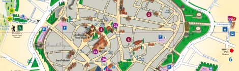 Туристическая карта Бона с отмеченными достопримечательностями и местами для дегустации вина