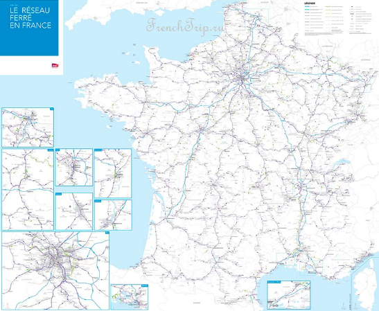 Схема маршрутов всех поездов по Франции - поезда по Франции - на поезде по Франции