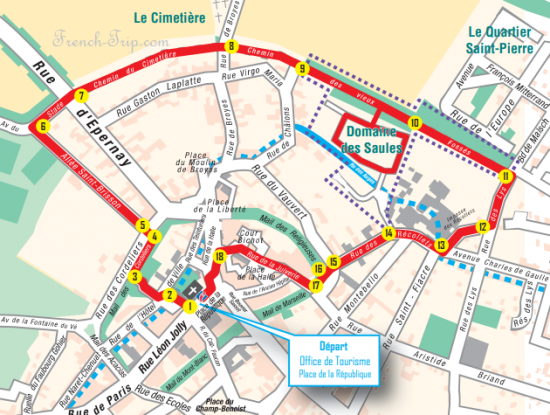 Sezanne, Marne, Champagne-Ardennes_town walking tour map Circuit Jardins & Vieilles Pierres