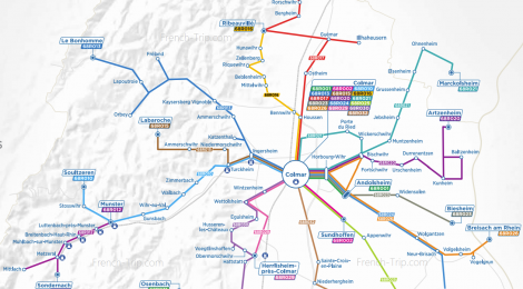 Схема автобусных маршрутов в окрестностях Кольмара