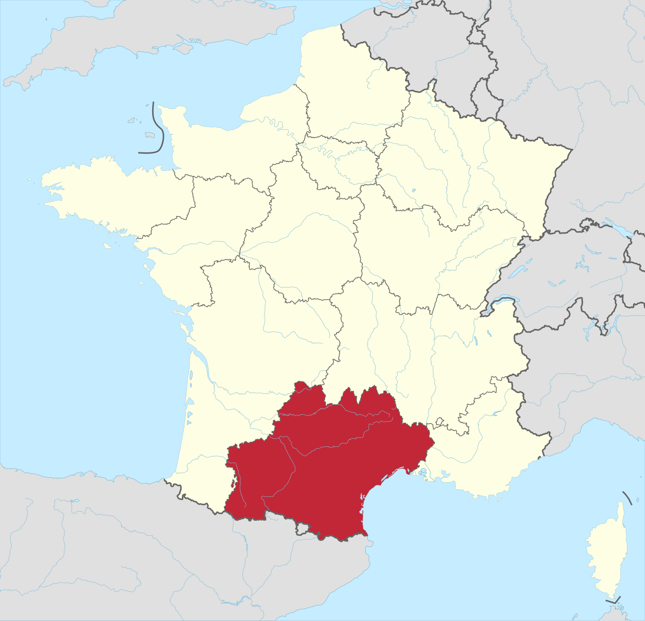 Occitanie (Окситания) на карте Франции