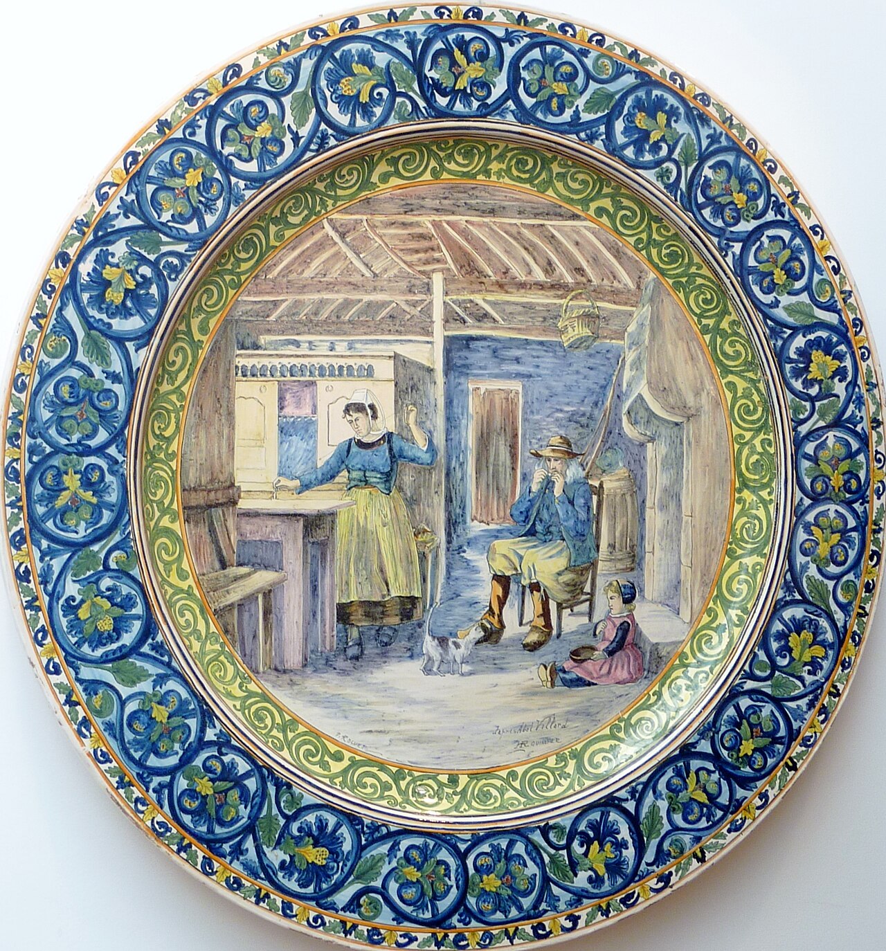 Restr:Quimper 61 Faïence Assiette à décor scène bretonne Villot.JPG