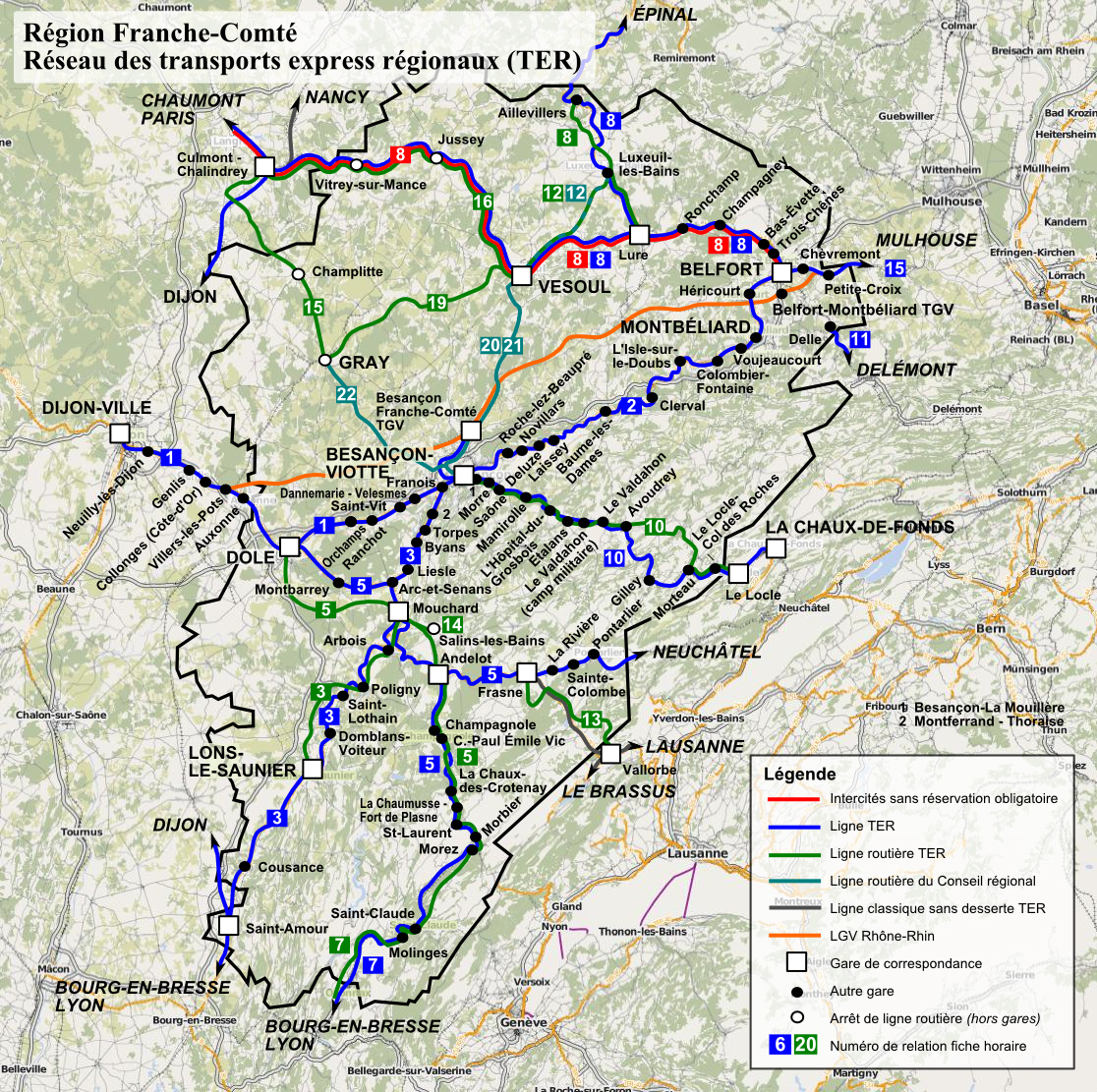 Схема поездов по Franche-Comté Franche-Comté (Франш-Конте)