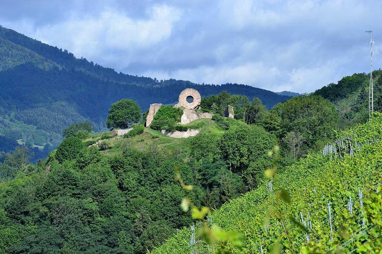 Вид на Château de l'Engelbourg, Thann Вид на Château de l'Engelbourg, Thann
